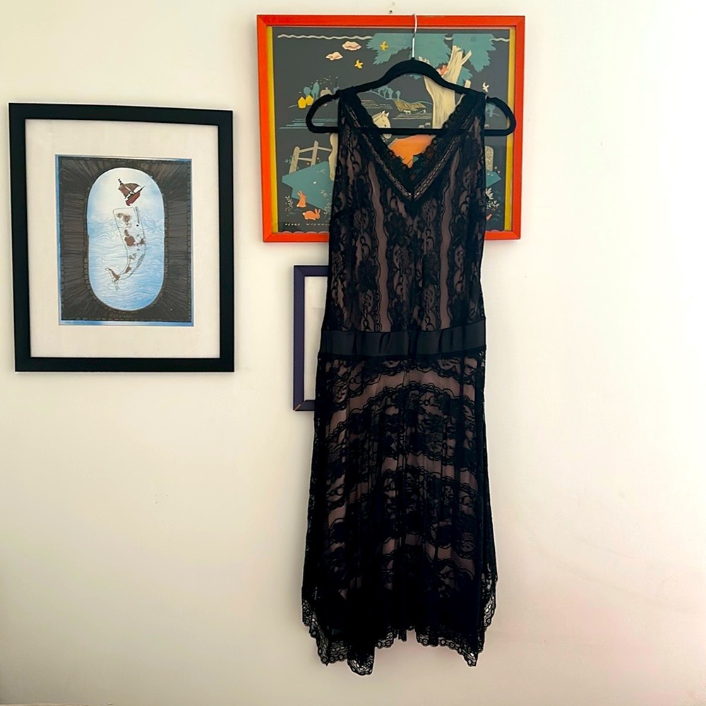 BELIEVE…LACE OVERLAY SLEEVELESS MIDI DRESS